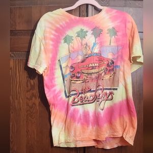 Men's large upcycled tie dye beach boys tee shirt